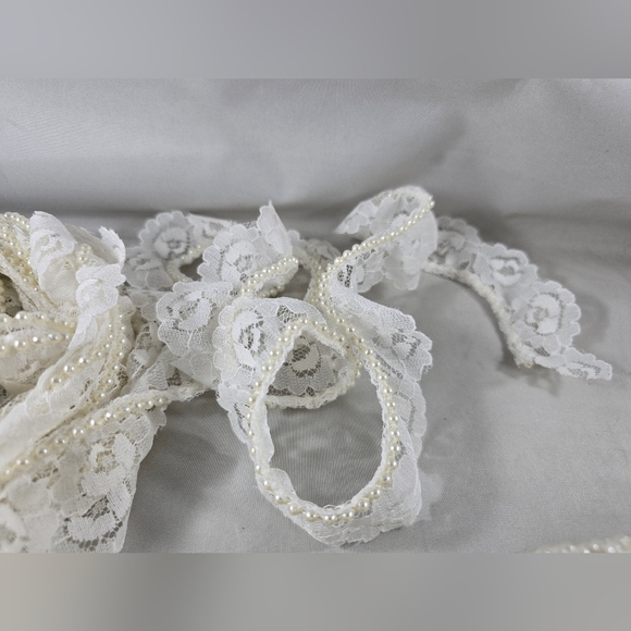 White Lace String Beads Craft Sewing Lot Flowers Floral - Picture 13 of 16